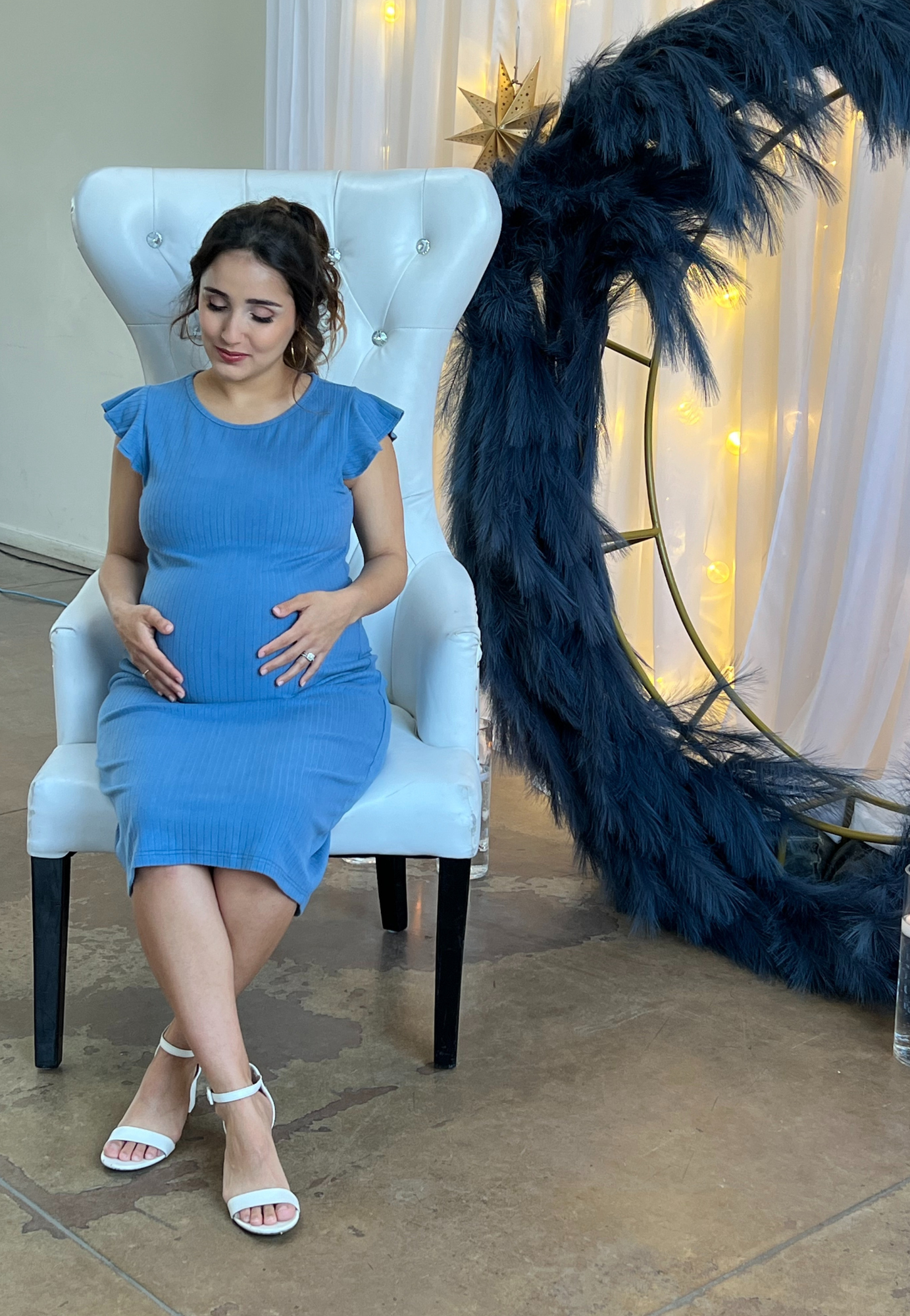Ella Bella Basics | Baby Blue Ruffle Sleeve Ribbed Maternity Dress | Canada Ella Bella Basics | Baby Blue Ruffle Sleeve Ribbed Maternity Dress | Canada