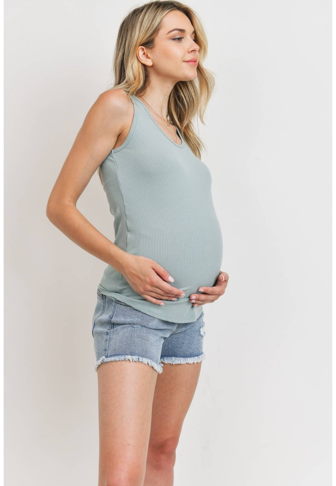 Scoop-Neck Rib Maternity Knit Tank Top