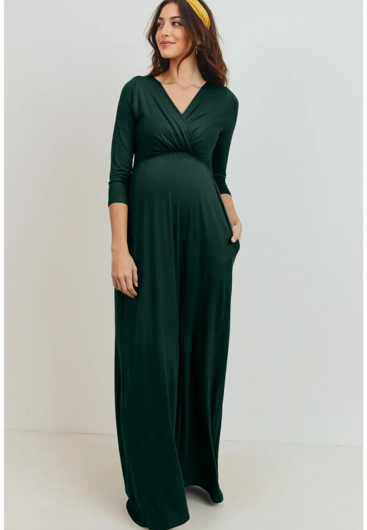 Maternity Nursing Maxi Dress with Pockets