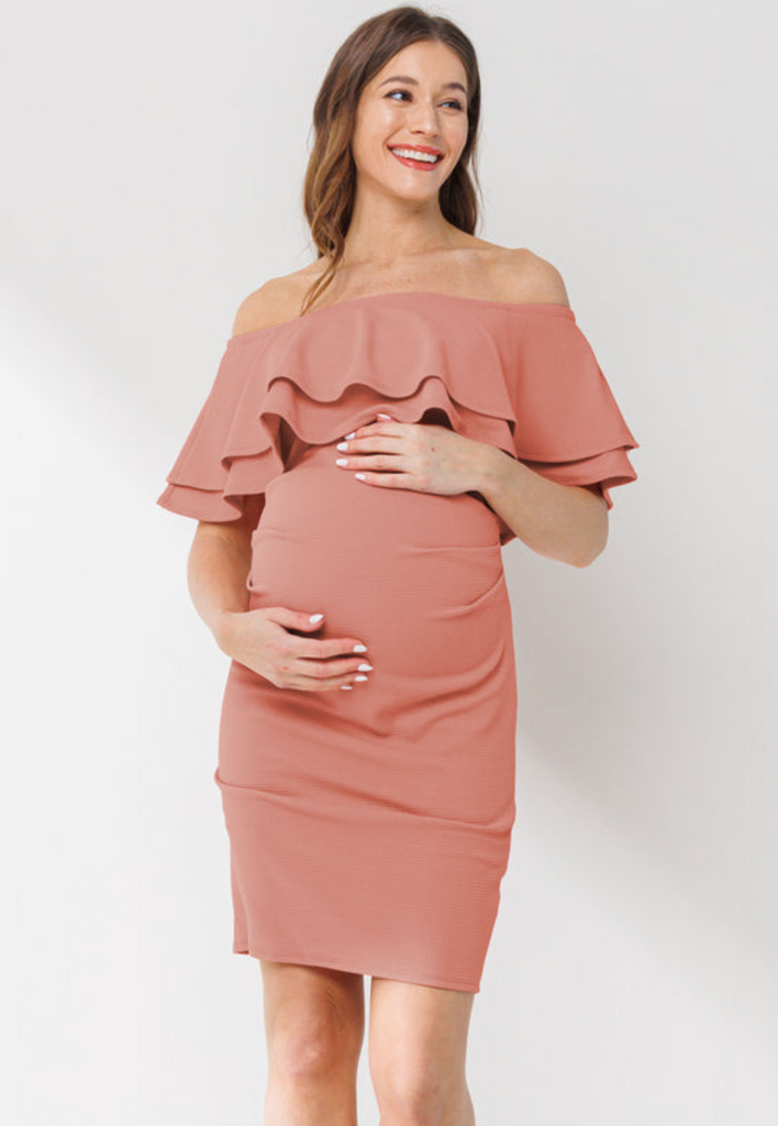 Ella Bella Maternity  Button Shoulder Maternity Nursing Dress