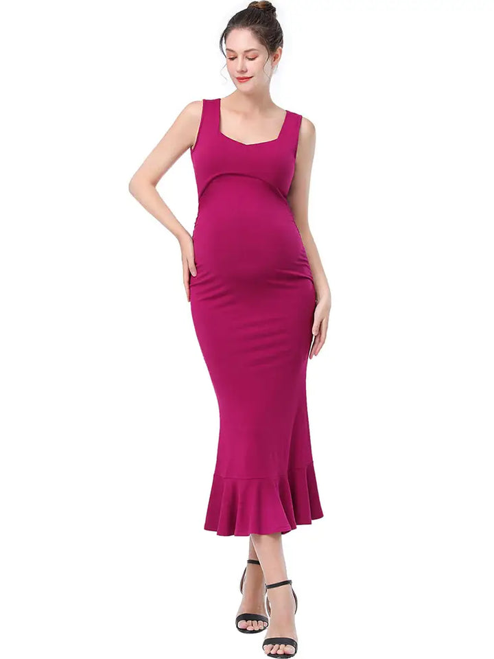 A show stopping body con maternity dress that is super comfortable to wear through all stages of pregnancy