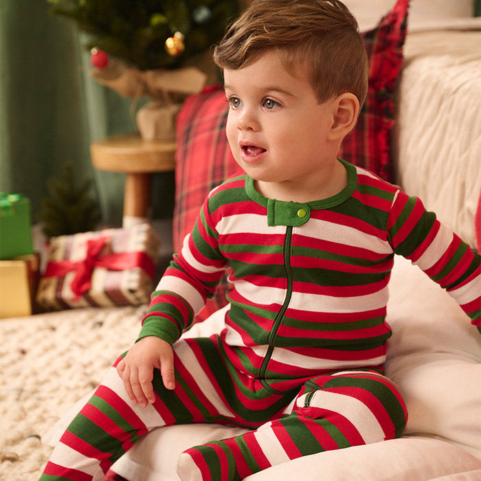 Candy Cane Stripes Organic Cotton Baby Footed Sleeper