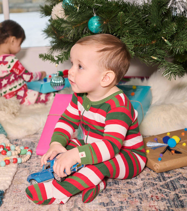 Candy Cane Stripes Organic Cotton Baby Footed Sleeper