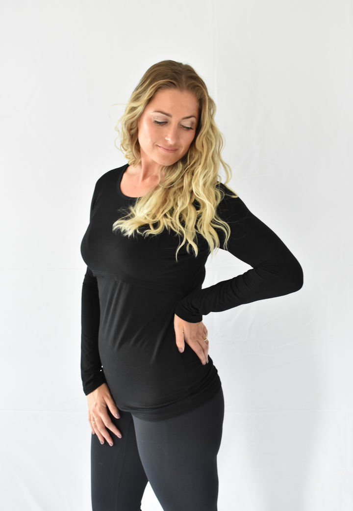 Ella Bella Basics Canada. Affordable nursing clothing Canada. Free shipping. Nursing tops Canada. Nursing long sleeve. Cotton nursing tops.