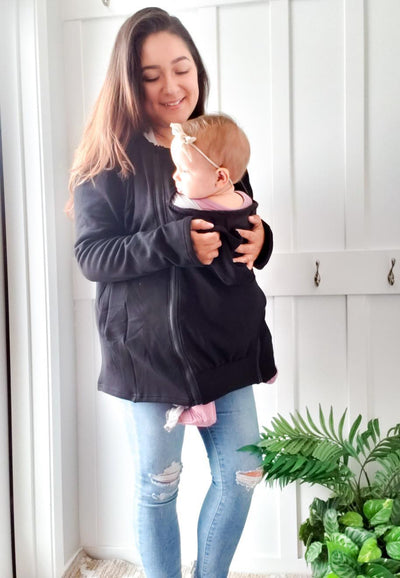 3 in 1 maternity sweater canada. baby wearing sweater canada. baby wearing hoodie canada. black maternity hoodie canada. 