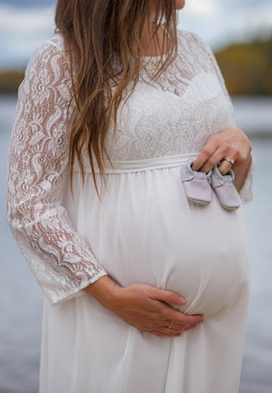 Maternity Dress White Sweetheart off Shoulder Long Sleeves - Etsy Denmark