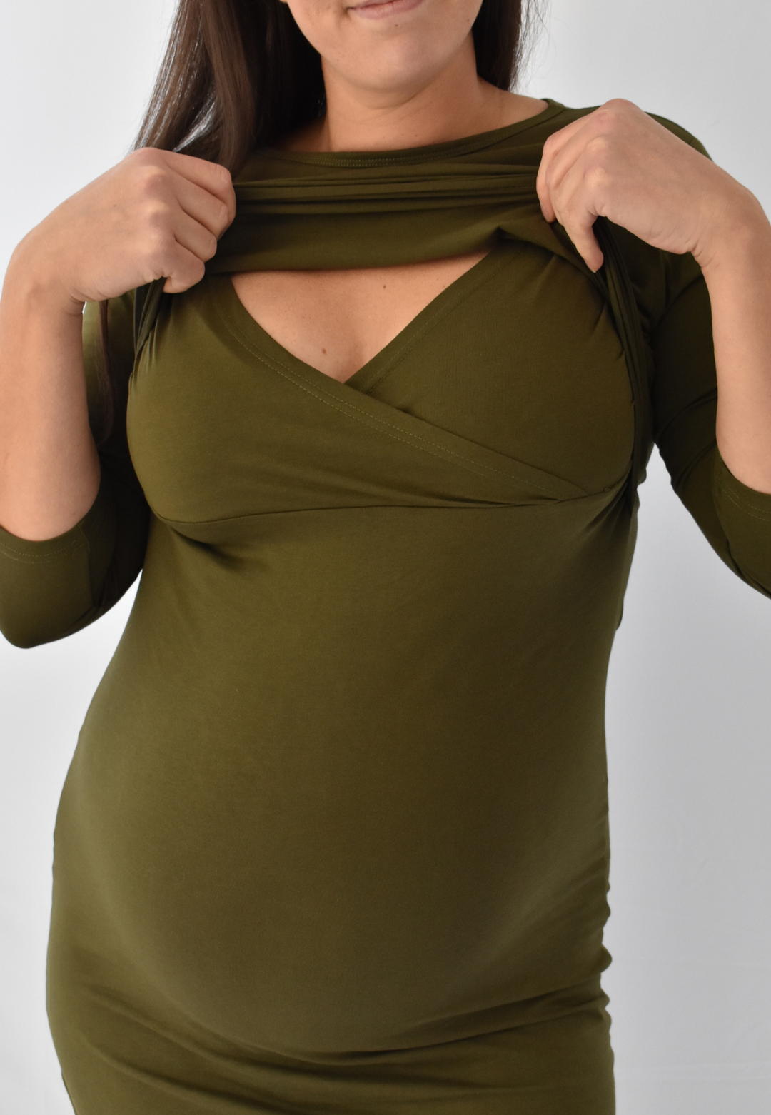 Taryn 3/4 Sleeve Maternity & Nursing Dress-Plus Size